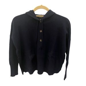 J Crew Women’s XS Navy Hooded Half Button Up Sweater
